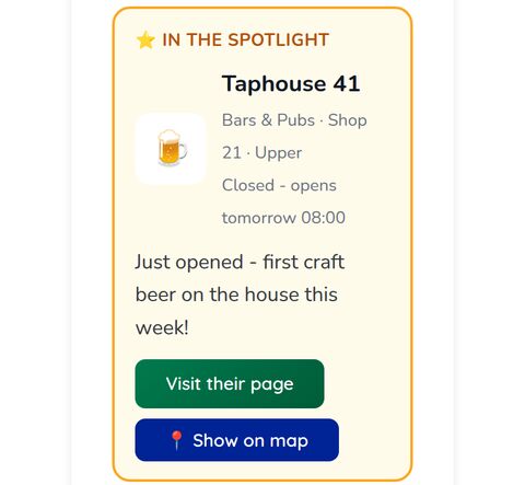 Shop in the spotlight card